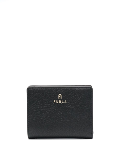 Shop Furla Small Camelia Leather Wallet In Black