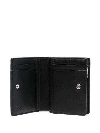 Furla Small Camelia Leather Wallet In Black
