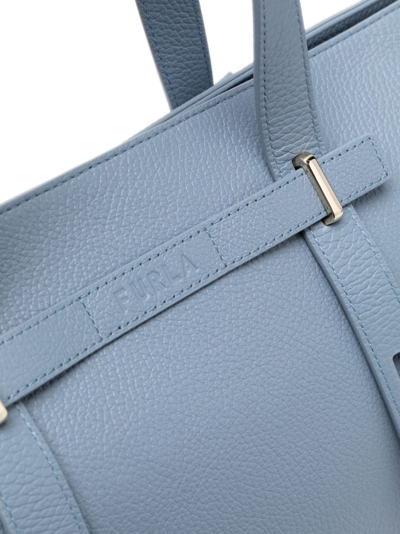 Shop Furla Large Giove Leather Tote Bag In Blue