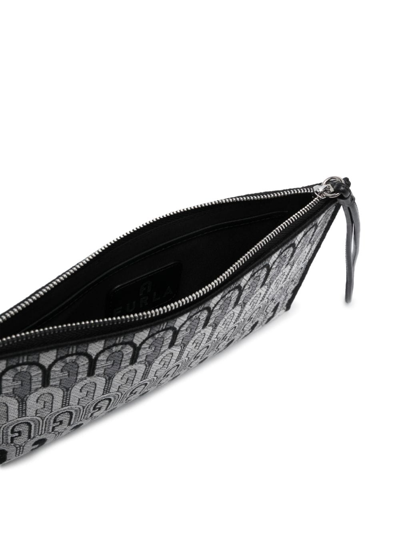 Shop Furla Toni Envelope Jacquard Clutch Bag In Black