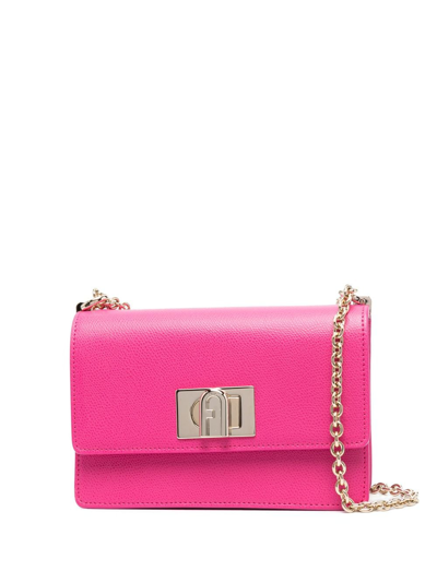 Shop Furla Mini 1927 Leather Crossbody Bag In Pink
