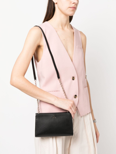 Furla Camelia Leather Mini Shoulder Bag In Black