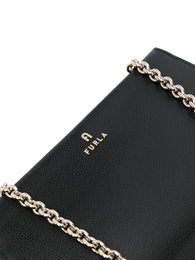 Furla Camelia Leather Mini Shoulder Bag In Black