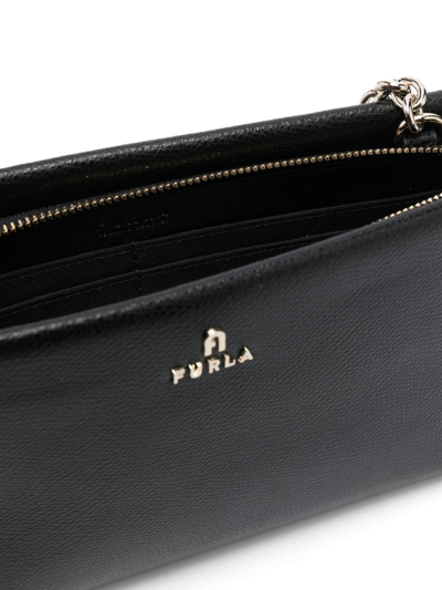 Furla Camelia Leather Mini Shoulder Bag In Black