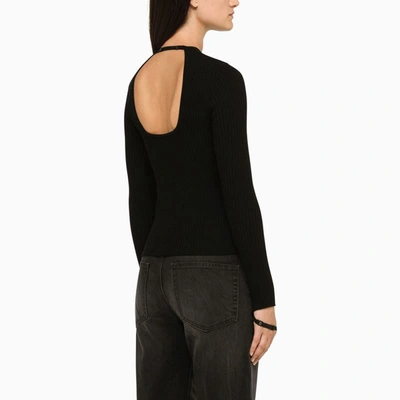 Shop Courrèges Ribbed Crew-neck Sweater In Black