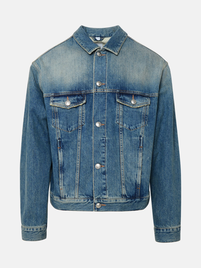 Burberry Logo-patch Cotton Denim Jacket In Blue