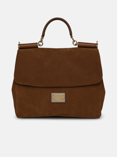 Shop Dolce & Gabbana Camel Calf Leather Sicily Bag In Brown