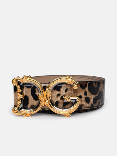 Shop Dolce & Gabbana Dg Girls Two-tone Glossy Calf Leather Belt In Multi