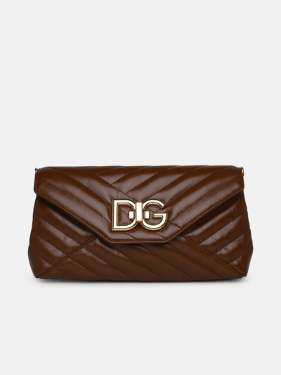 Shop Dolce & Gabbana Lop Camel Calf Leather Shoulder Strap In Brown
