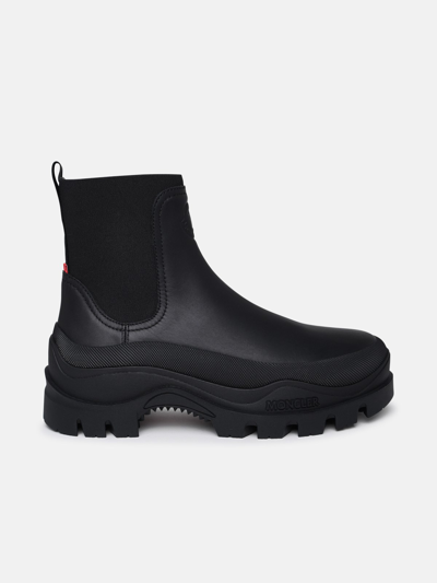 Shop Moncler Larue Black Waterproof Leather Chelsea Boots