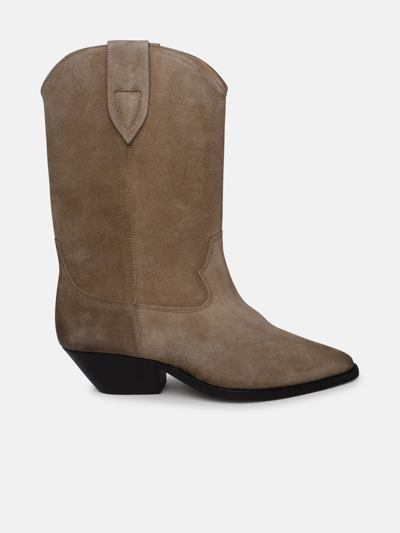 Shop Isabel Marant Duerto Mole Chamois Ankle Boots In Beige