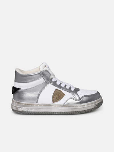 Shop Philippe Model Lion Sneakers In Two-tone Polyurethane Blend In Silver