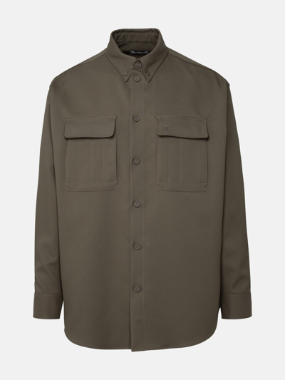 Shop Off-white Green Polyester Shirt In Beige