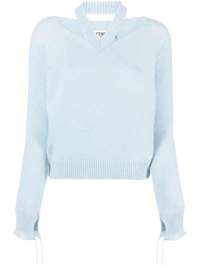 Shop Fendi Pullover In Blue