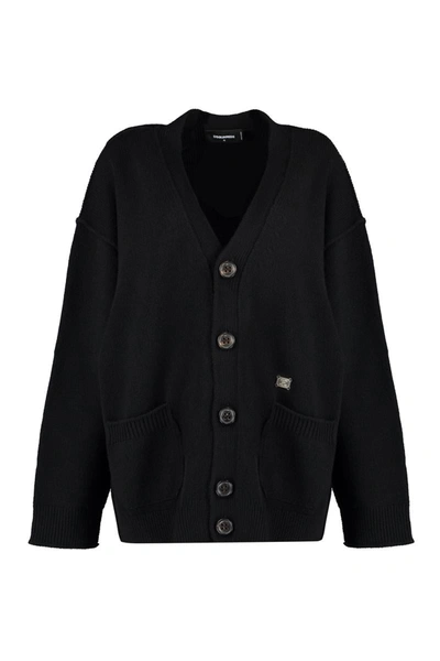 Shop Dsquared2 Wool And Cashmere Cardigan In Black
