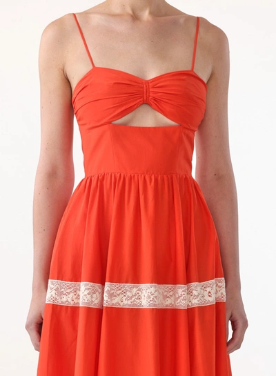 Shop Jason Wu Sl Maxi Dress W/ Cutout & Lace Trim In Orange