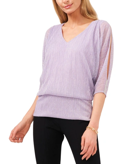 Shop Msk Petites Womens Metallic Cold Shoulder Blouse In Purple