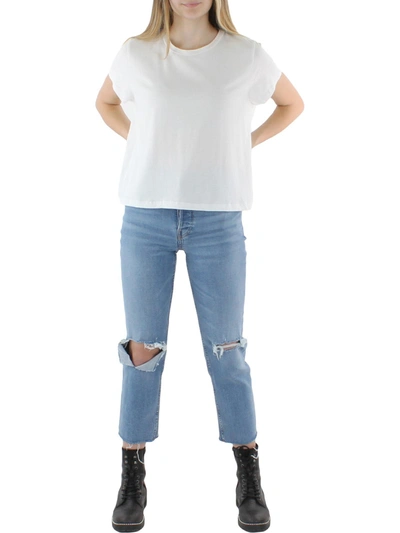 Shop Dkny Womens Stretch Crewneck T-shirt In White
