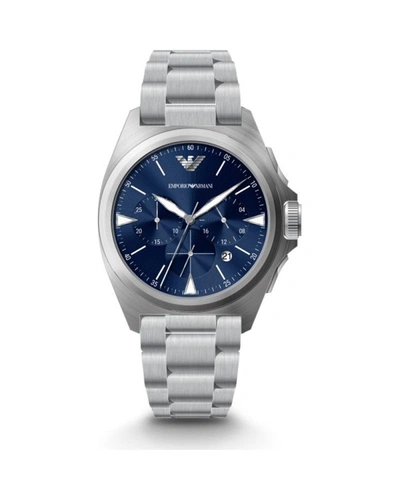 Shop Emporio Armani Steel Chronograph Men's Watch In Silver