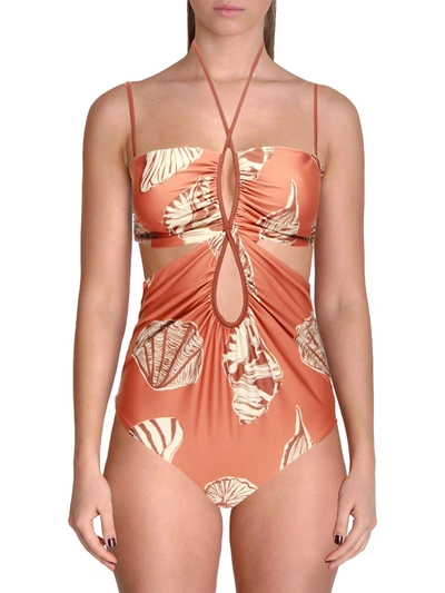 Shop Johanna Ortiz Reef Discovery Womens Cut-out Halter One-piece Swimsuit In Pink