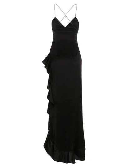 Shop Alessandra Rich Crystal Silk Dress Dresses Black