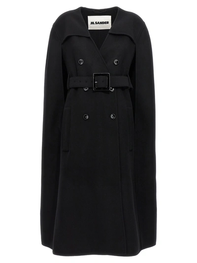 Shop Jil Sander Double-breasted Coat Coats, Trench Coats Black