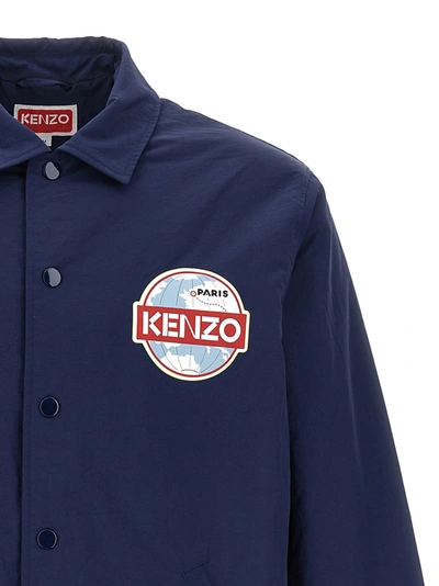 Shop Kenzo Globe Padded Casual Jackets, Parka Blue