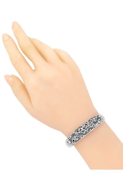 Shop Devata Black Spinel Twisted Bangle Bracelet In Silver