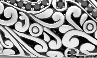 Shop Devata Black Spinel Twisted Bangle Bracelet In Silver