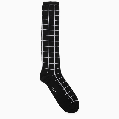 Shop Marni | Black/white Check Pattern Long Socks