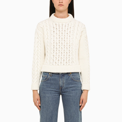 Shop Patou | Ivory Openwork Crew-neck Jumper In White