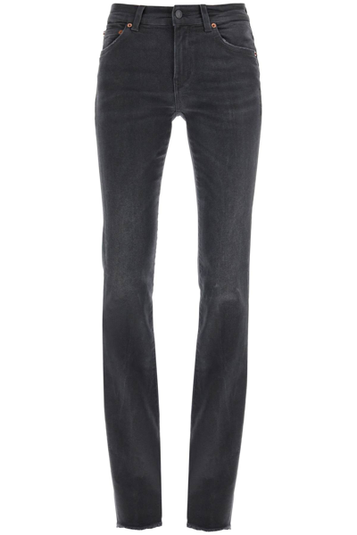 Shop Haikure Formentera Long Bootcut Jeans In Mid Black Coated (black)