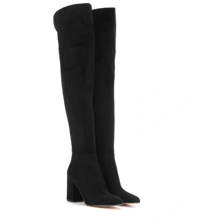 Shop Gianvito Rossi Rolling 85 Over-the-knee Suede Boots In Llack