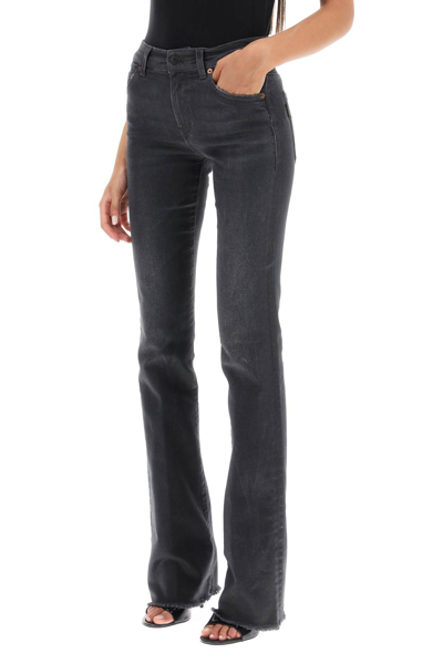 Shop Haikure Formentera Long Bootcut Jeans In Mid Black Coated (black)