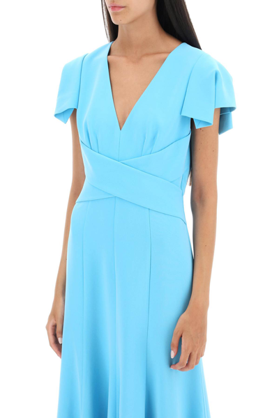 Shop Roland Mouret Cady Midi Dress With Cap Sleeves In Blue (light Blue)