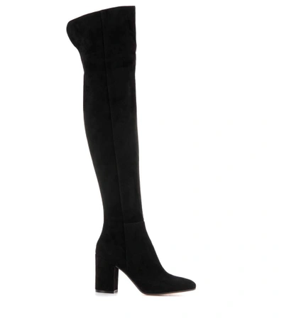 Shop Gianvito Rossi Rolling 85 Over-the-knee Suede Boots In Llack