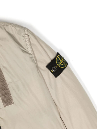 Shop Stone Island Junior Dove Grey Down Bomber Jacket With Logo Badge In Grigio