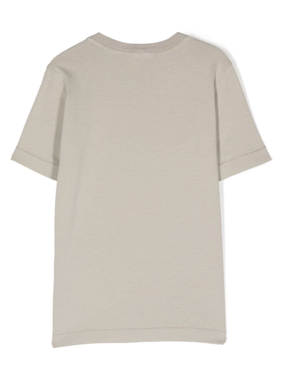 Shop Stone Island Junior Dove Grey T-shirt With Logo Patch In Grigio