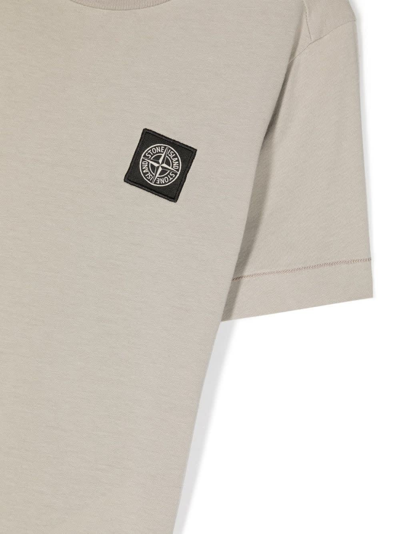 Shop Stone Island Junior Dove Grey T-shirt With Logo Patch In Grigio