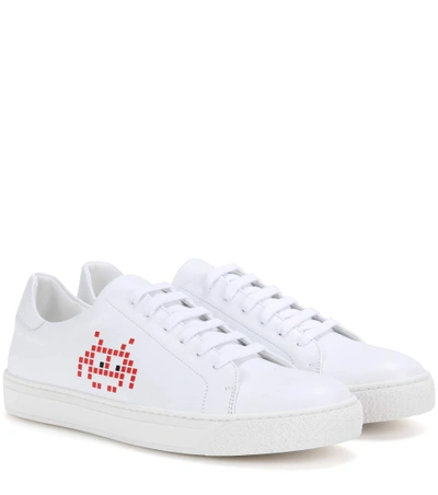 Shop Anya Hindmarch Space Invader Leather Sneaker In White