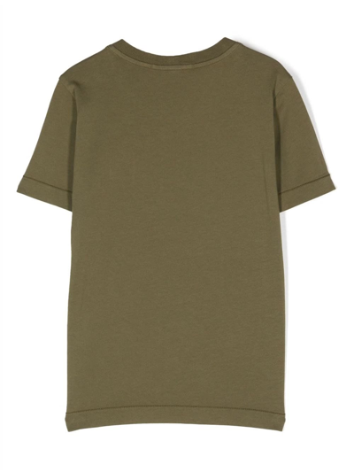 Shop Stone Island Junior Military Green T-shirt With Logo Patch In Verde