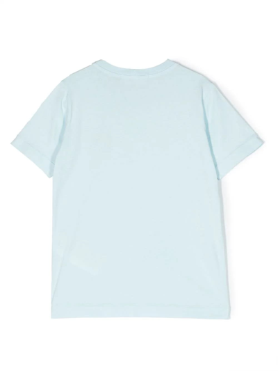 Shop Stone Island Junior Sky Blue T-shirt With Logo Patch