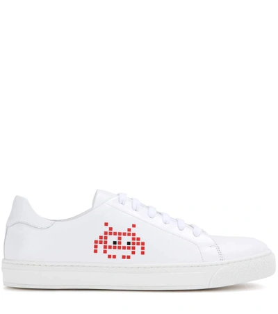 Shop Anya Hindmarch Space Invader Leather Sneaker In White