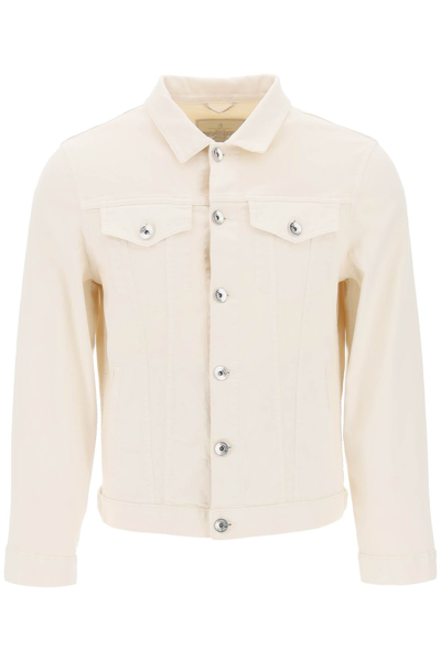Shop Brunello Cucinelli Jacket In Washed Denim Men In White