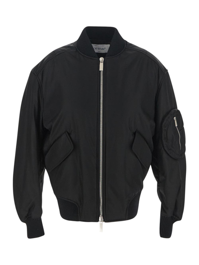 Off-white Off White Oversized Nylon Bomber Jacket In Black