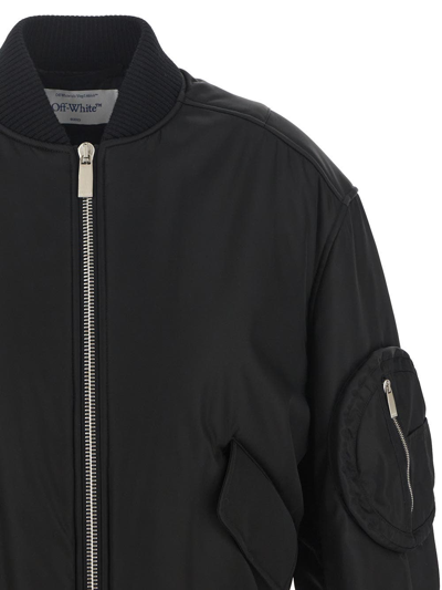 Off-white Off White Oversized Nylon Bomber Jacket In Black