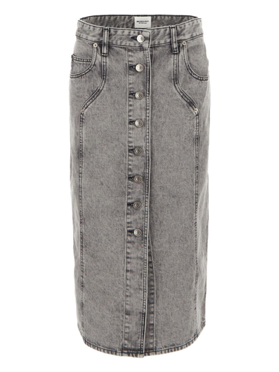 Shop Isabel Marant Étoile Vandy Midi Skirt In Grey