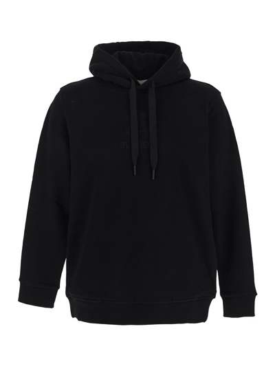 Shop Burberry Cotton Hooded Sweatshirt In Black
