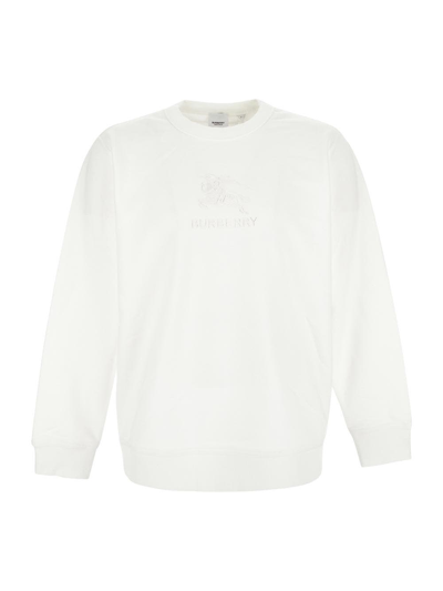 Shop Burberry Cotton Sweatshirt In White