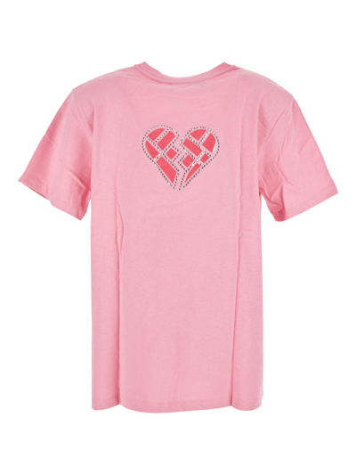 Shop Rotate Birger Christensen Boxy Lasercut T-shirt In Pink
